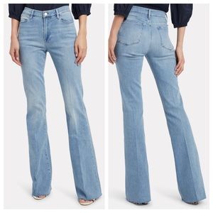 frame - le high flare jeans high-rise wide leg bootcut 70’s trendy light wash